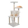 4-Tier Cat Tower with Napping Perches, Cat Condo, Ladder, 5 Sisal Rope Scratching Posts, Hanging Toy Ã¢â‚¬â€œ Cat Tree for Indoor Cats by Petmaker (White)