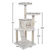 4-Tier Cat Tower with Napping Perches, Cat Condo, Ladder, 5 Sisal Rope Scratching Posts, Hanging Toy Ã¢â‚¬â€œ Cat Tree for Indoor Cats by Petmaker (White)
