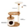 3-Tier Cat Tower with 2 Napping Perches, Cat Condo, 2 Sisal Rope Scratching Posts, and Hanging Toy Ã¢â‚¬â€œ Cat Tree for Indoor Cats by Petmaker (Brown)