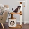 3-Tier Cat Tower with 2 Napping Perches, Cat Condo, 2 Sisal Rope Scratching Posts, and Hanging Toy Ã¢â‚¬â€œ Cat Tree for Indoor Cats by Petmaker (Brown)